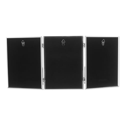 Polished silver hinged TRIPLE 5x7 w double bead trim - 5x7