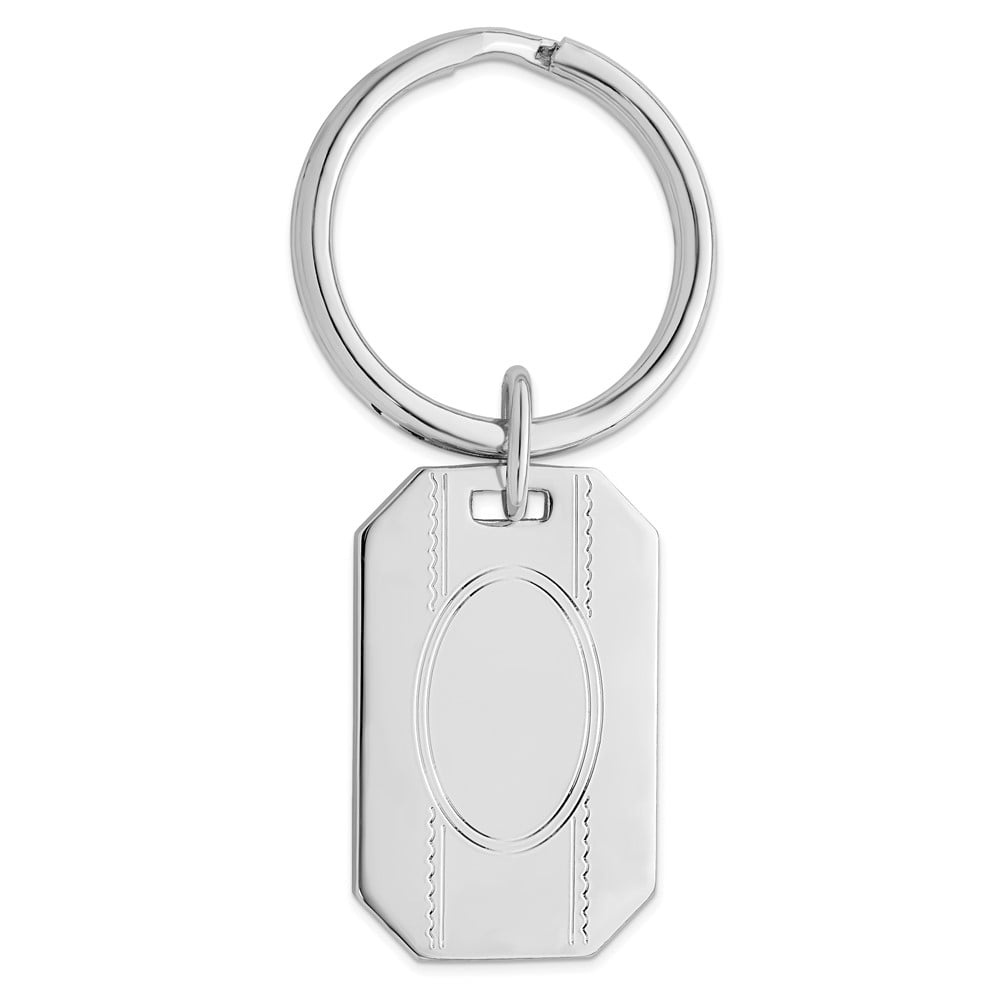 Rhodium-plated Kelly Waters with Engraveable Area Key Ring QGP3817