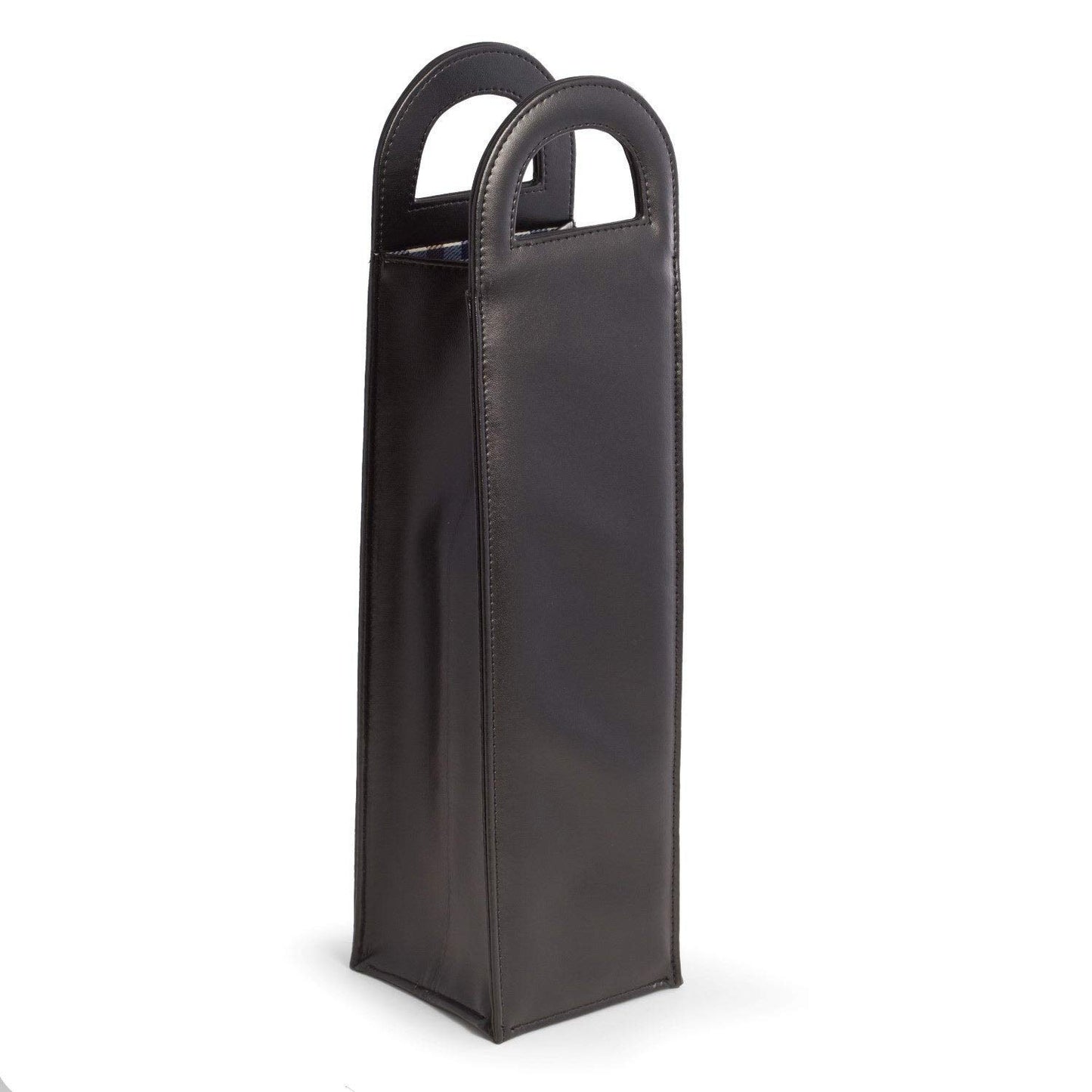 Bey-Berk International BS107 Black Leatherette Bottle Caddy with Handles