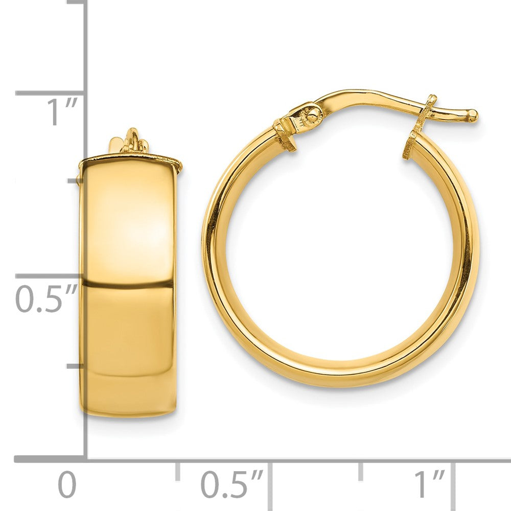 10k High Polished 7mm Hoop Earrings