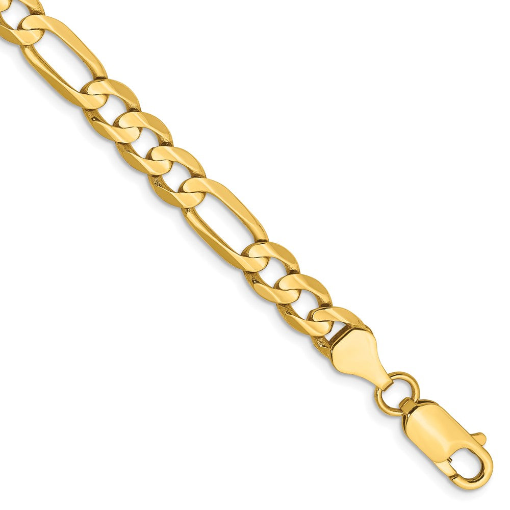 14K 7 inch 6mm Concave Open Figaro with Lobster Clasp Bracelet 7 inches