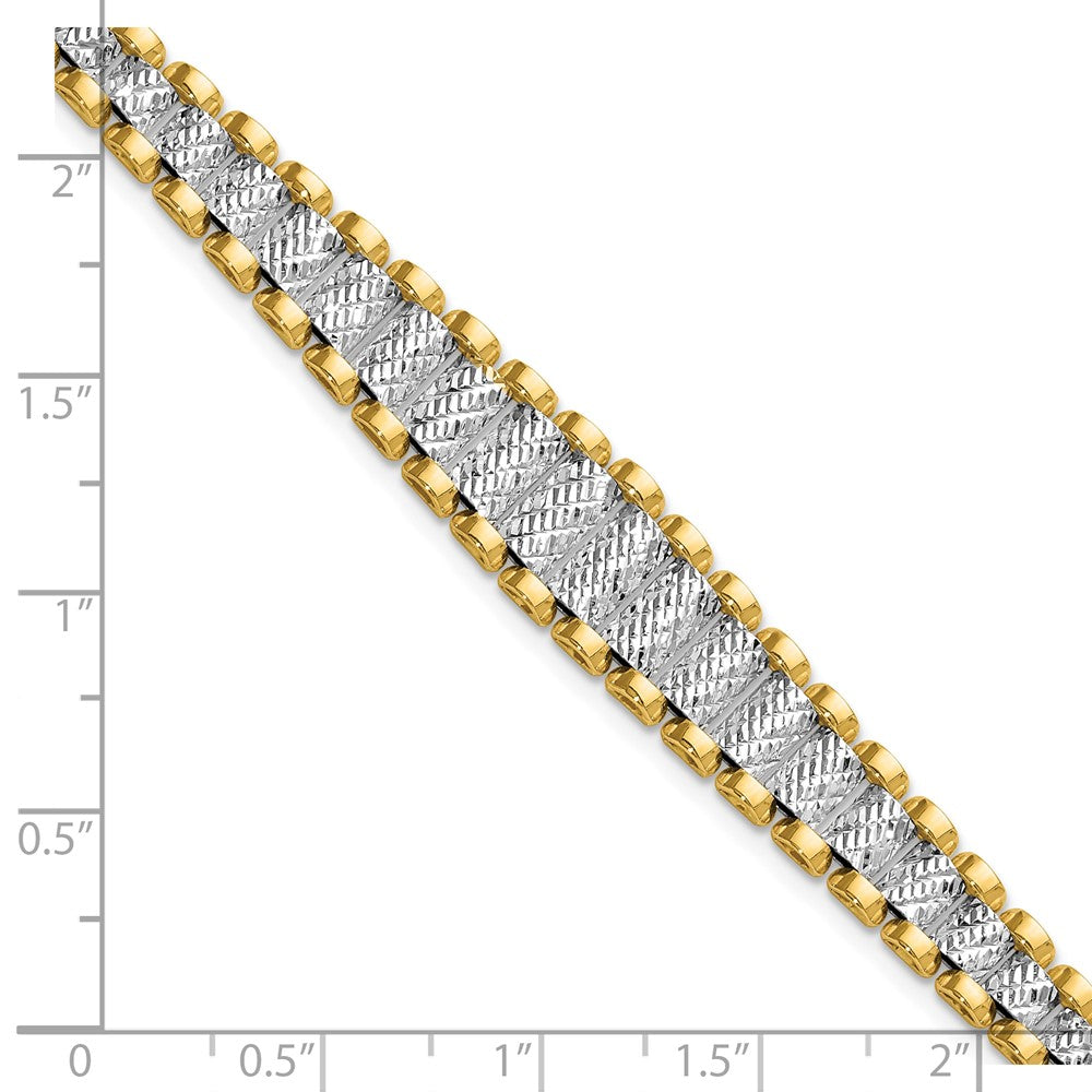 14K Two-tone Polished / Diamond-cut w/.5in ext. Bracelet 7.5 inches