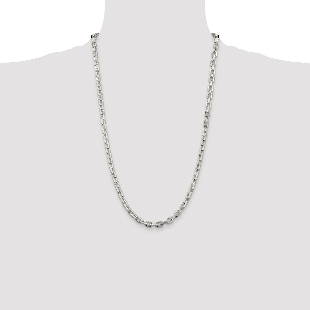 Sterling Silver Rhodium-plated 5.4mm Beveled Oval Cable Chain