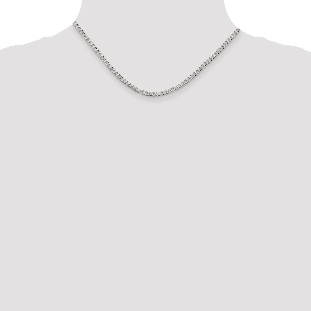 Sterling Silver 3.2mm Beveled Curb Chain 16 Inches