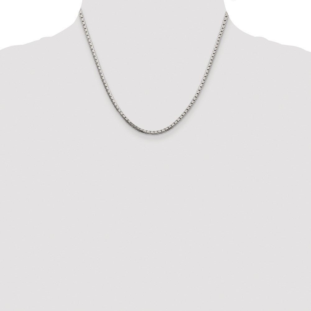 Sterling Silver Rhodium-plated 2.5mm 8 Sided Diamond-cut Box Chain