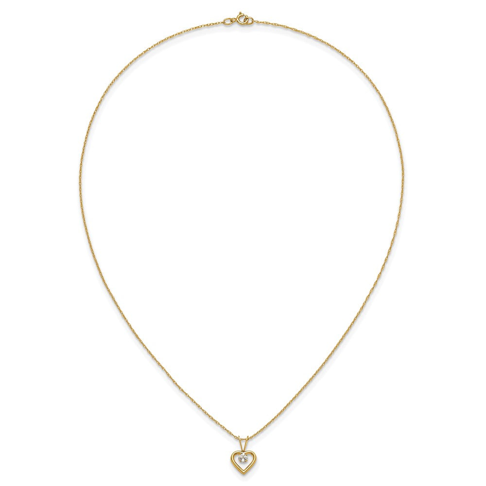 14k Madi K 3mm White Zircon Heart Birthstone Necklace