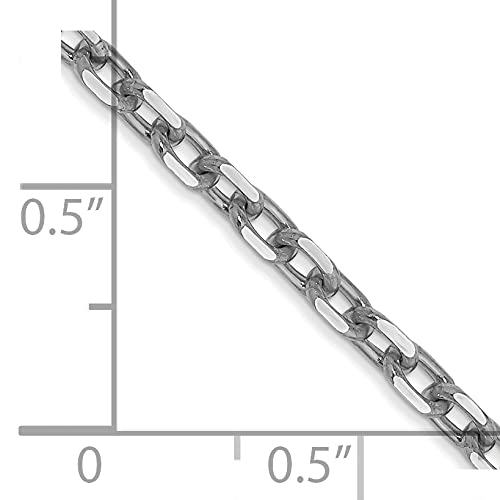 14K White Gold 16 inch 3mm Diamond-cut Round Open Link Cable with Lobster Clasp Chain