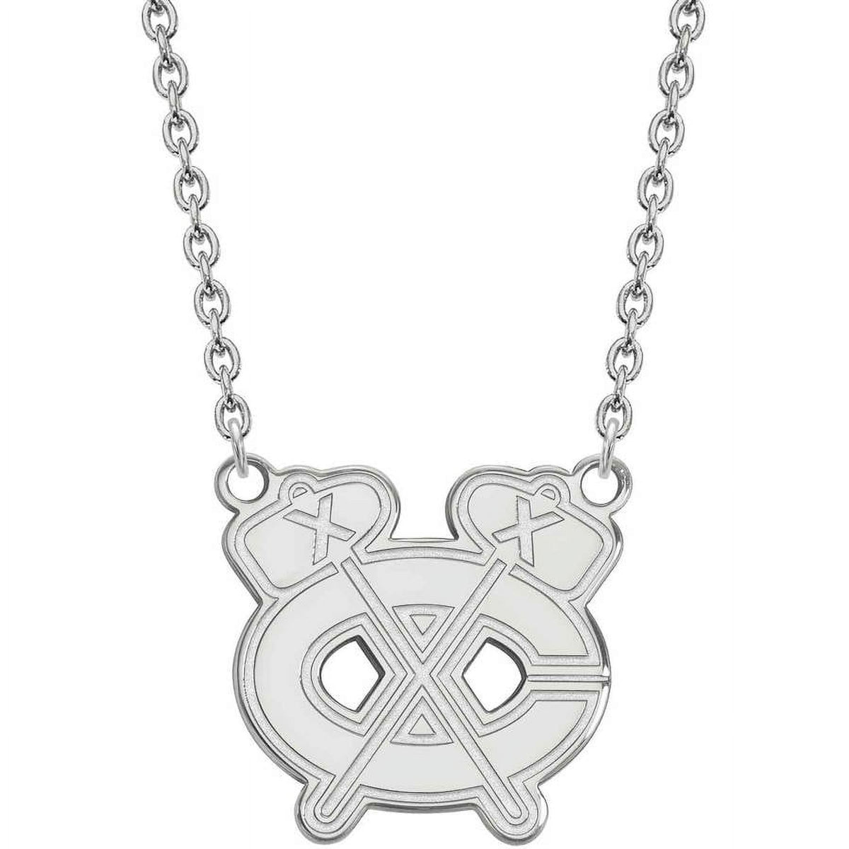 NHL Chicago Blackhawks Sterling Silver Large Pendant with Necklace
