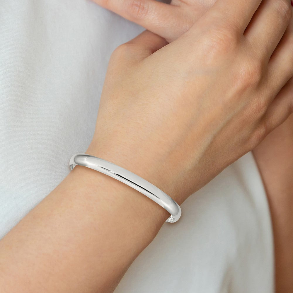 Sterling Silver 6.25mm Solid Polished Plain Slip-On Bangle Bracelet 7.25 inches