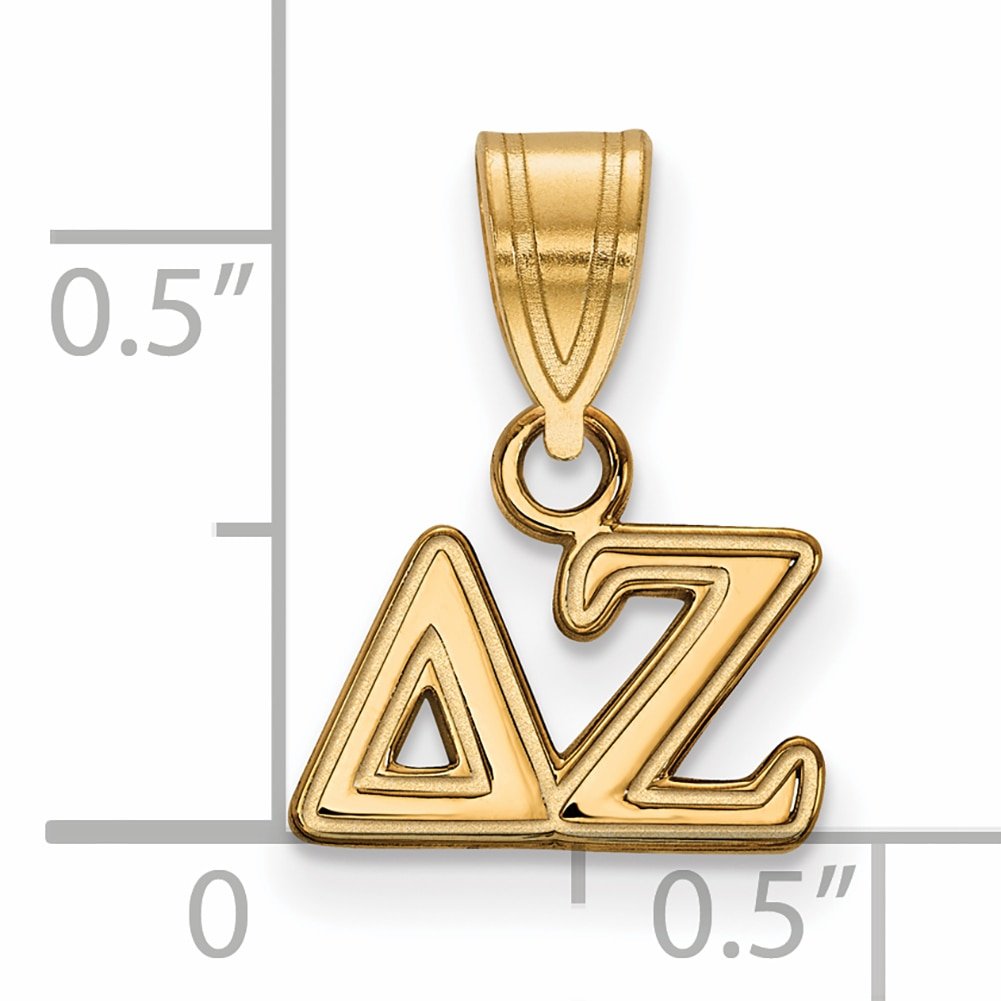 Sterling Silver w/ 14K Yellow Gold-Plated Official Licensed Greek Sororities Delta Zeta (??) Small Pendant