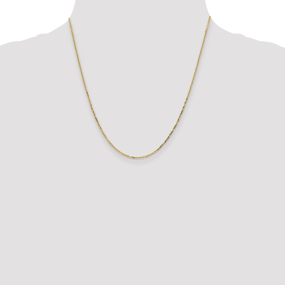 14K 20 inch 1.4mm Diamond-cut Round Open Link Cable with Lobster Clasp Chain