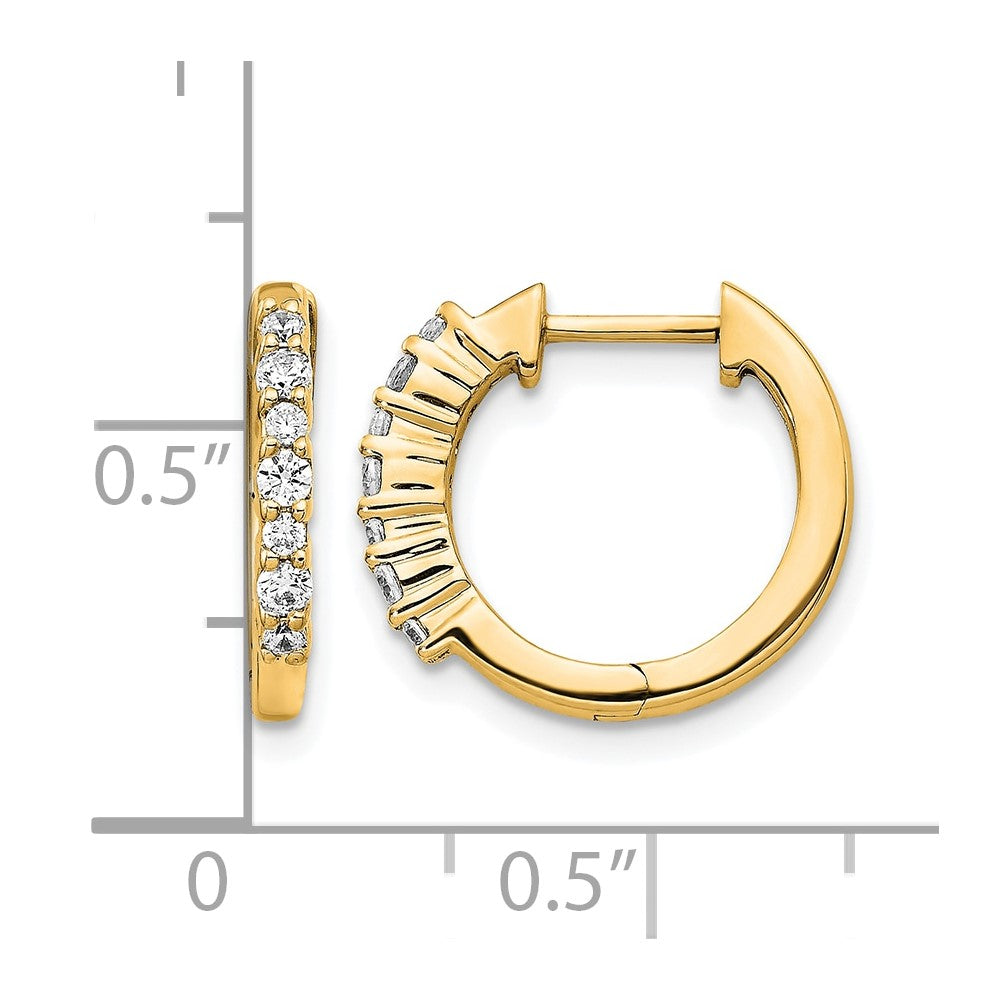 14K Gold 1/4 Carat Diamond Hinged Hoop Earrings