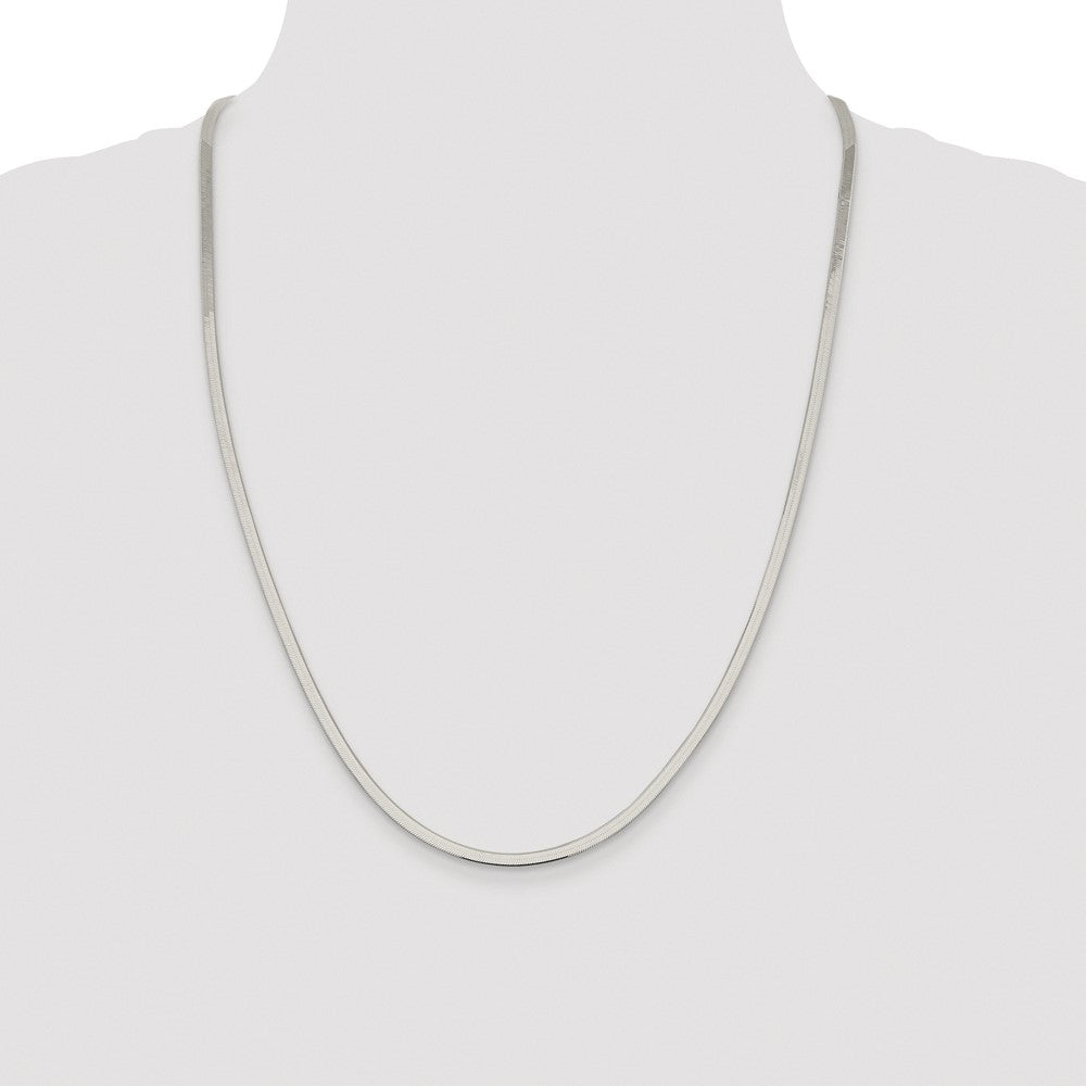 Sterling Silver Rhodium-plated 3mm Magic Herringbone Chain