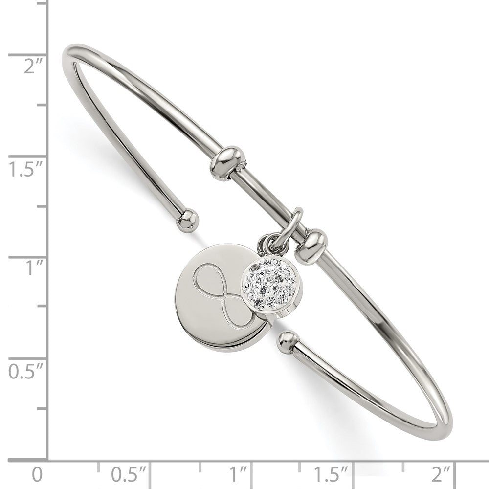 Stainless Steel Polished w/Preciosa Crystal Infinity Dangles Flexible Bangl