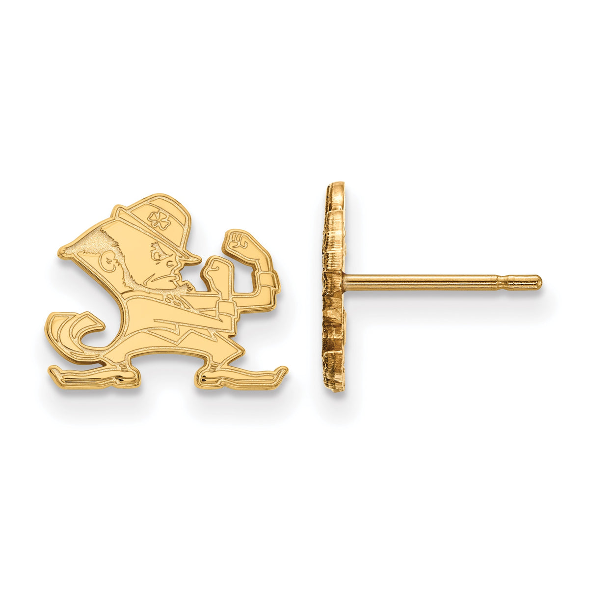 Sterling Silver Gold-plated LogoArt University of Notre Dame Leprechaun Extra Small Post Earrings #Q-GP050UND