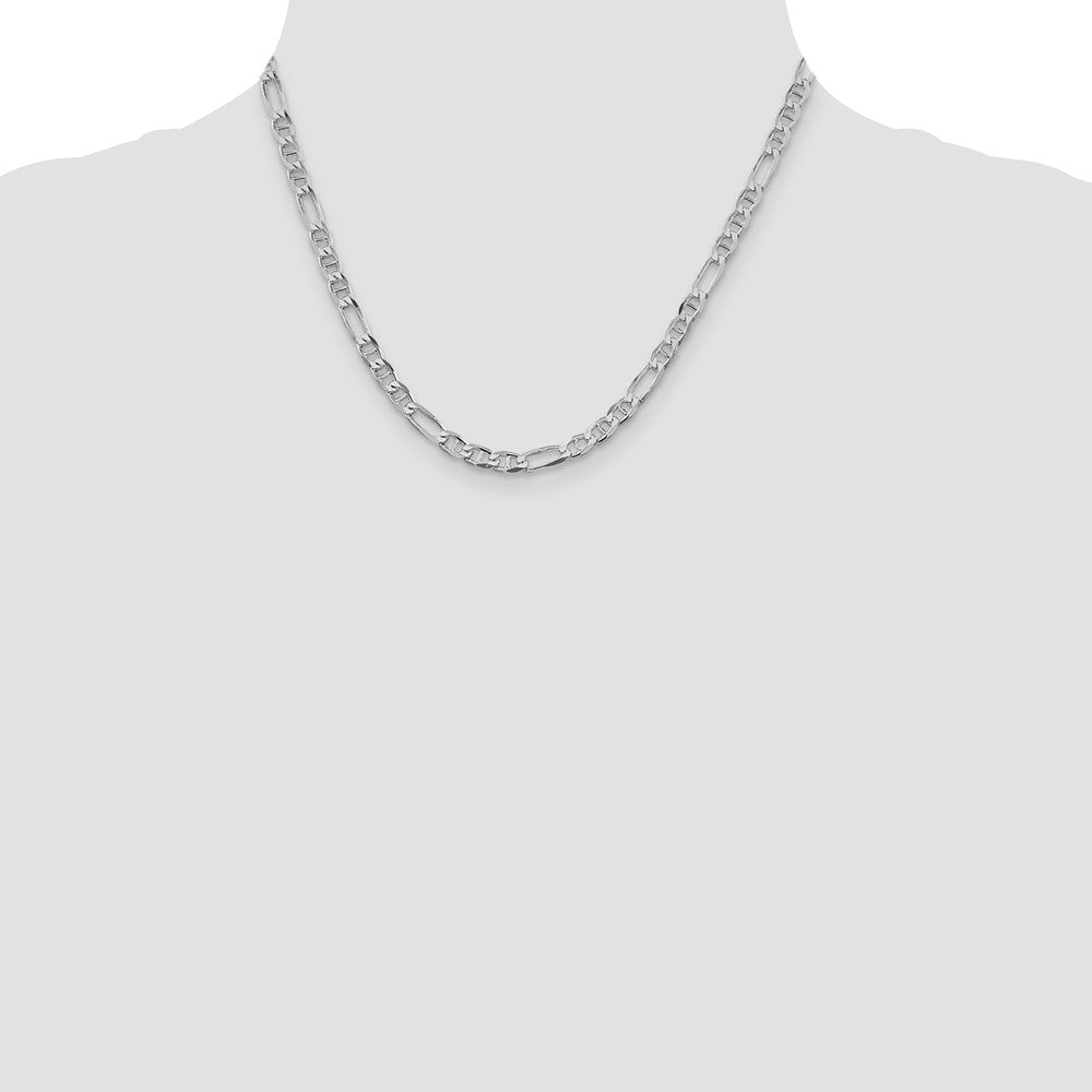 Sterling Silver Rhodium-plated 4.5mm Figaro Anchor Chain 18 Inches