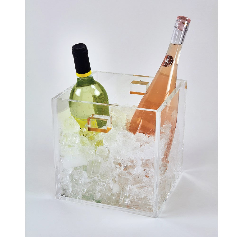 Lucite Clear Wine Cooler with Gold Handles