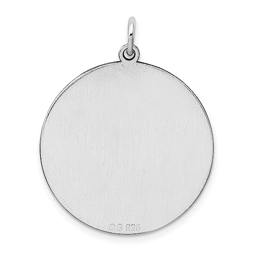 Sterling Silver Rhod-plated Eng. Rnd Polish Front/Satin Back Disc Charm