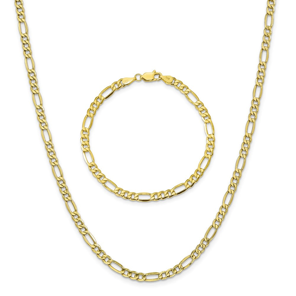 10k 4.75mm Semi-Solid Figaro Chain 8 and 20 inch Set