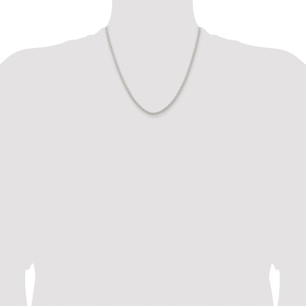 Sterling Silver Rhodium-plated 2.6mm Round Box Chain