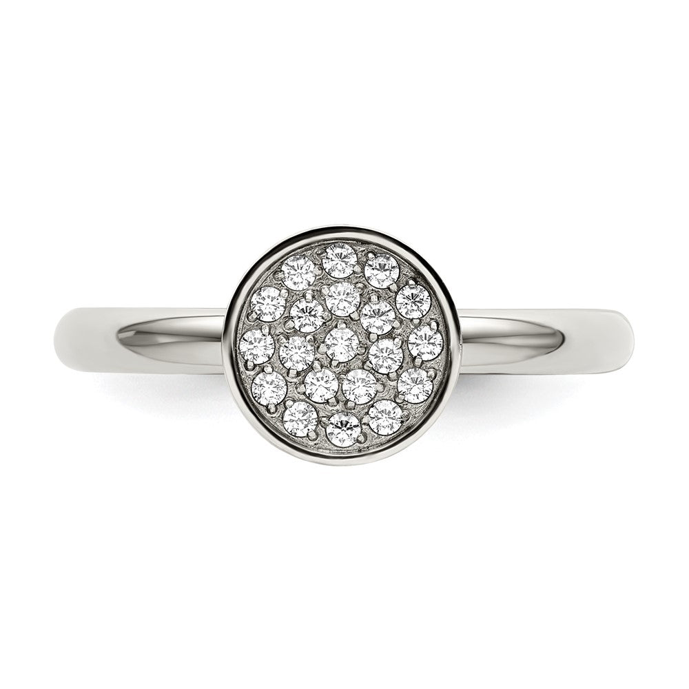 Stainless Steel Polished with CZ Circle Ring