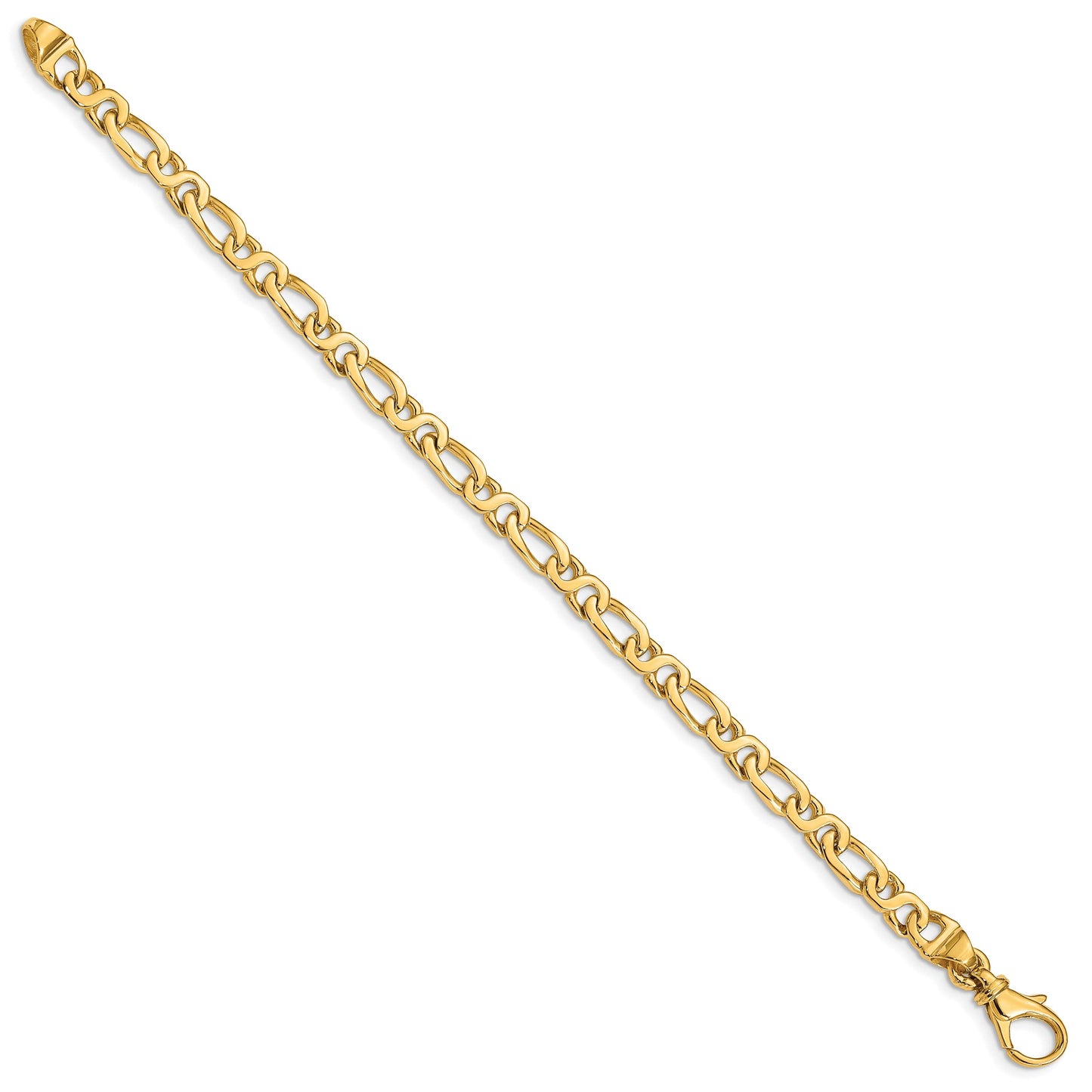 14K 7 inch 4.8mm Hand Polished Fancy Link with Fancy Lobster Clasp Bracelet