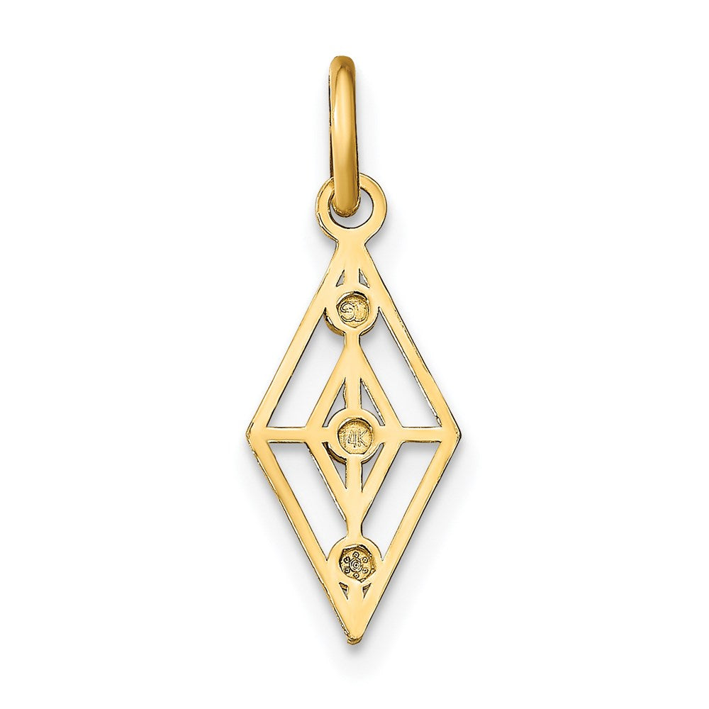 14K w/Rhodium D/C Diamond Shaped Charm