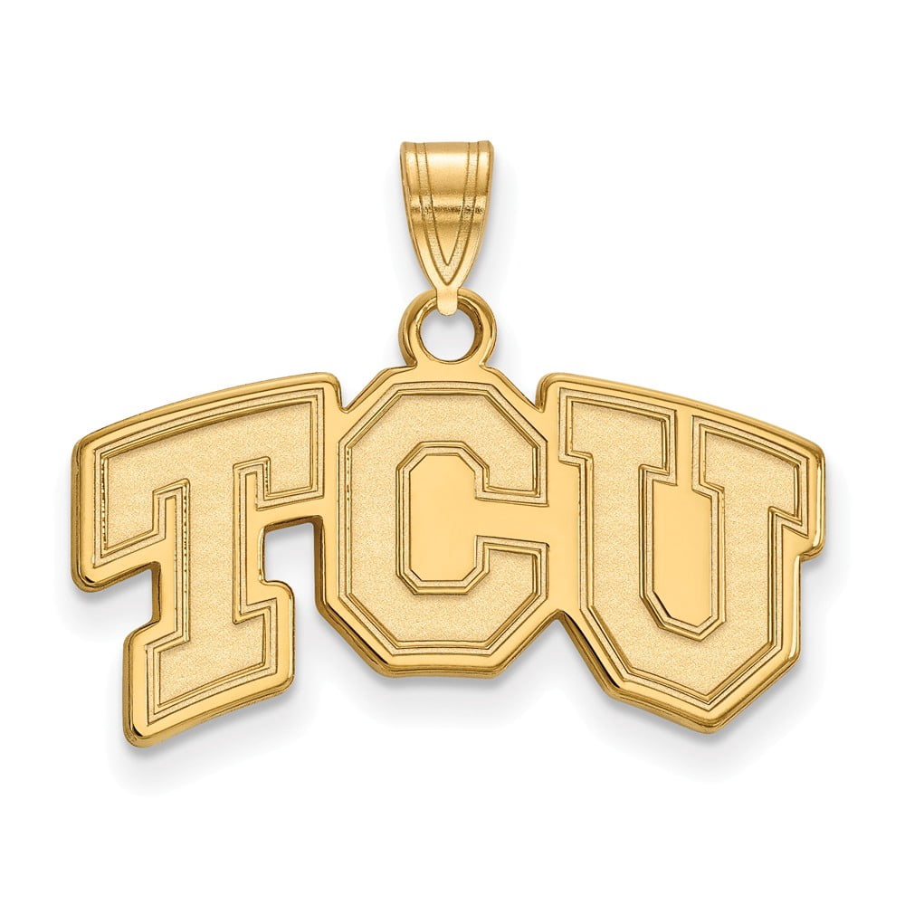 10k Yellow Gold LogoArt Texas Christian University T-C-U Small Pendant Charm