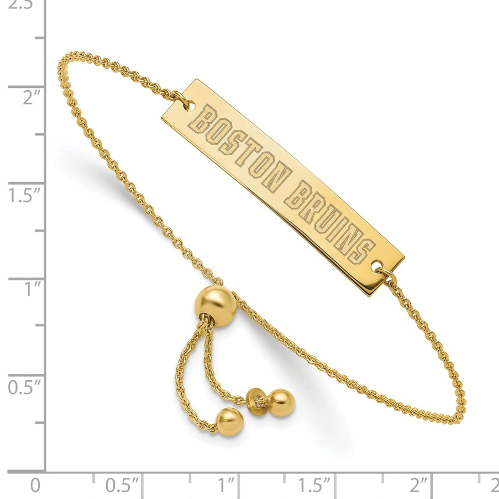 Sterling Silver Gold-plated NHL LogoArt Boston Bruins Small Bar Adjustable 9 inch Bracelet