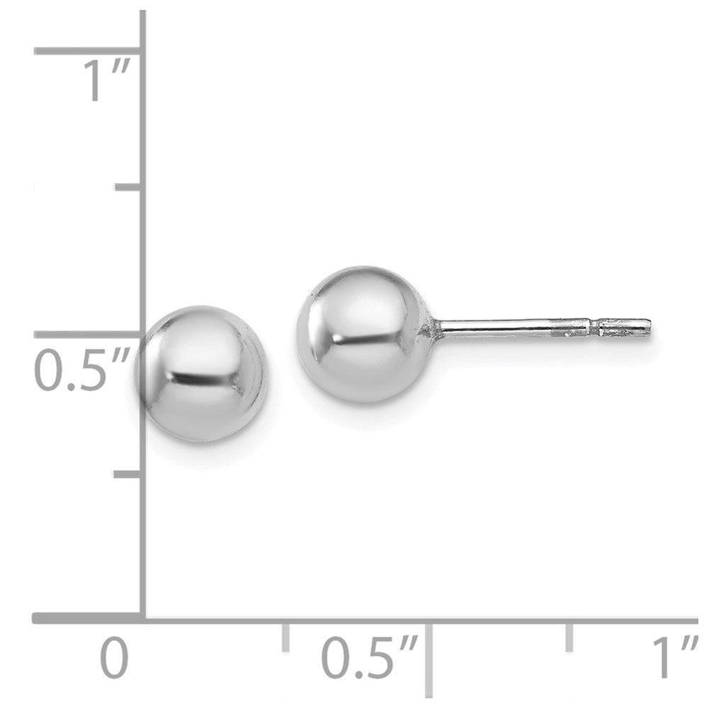 Sterling Silver RH-plated 6mm Polished Ball Post Earrings