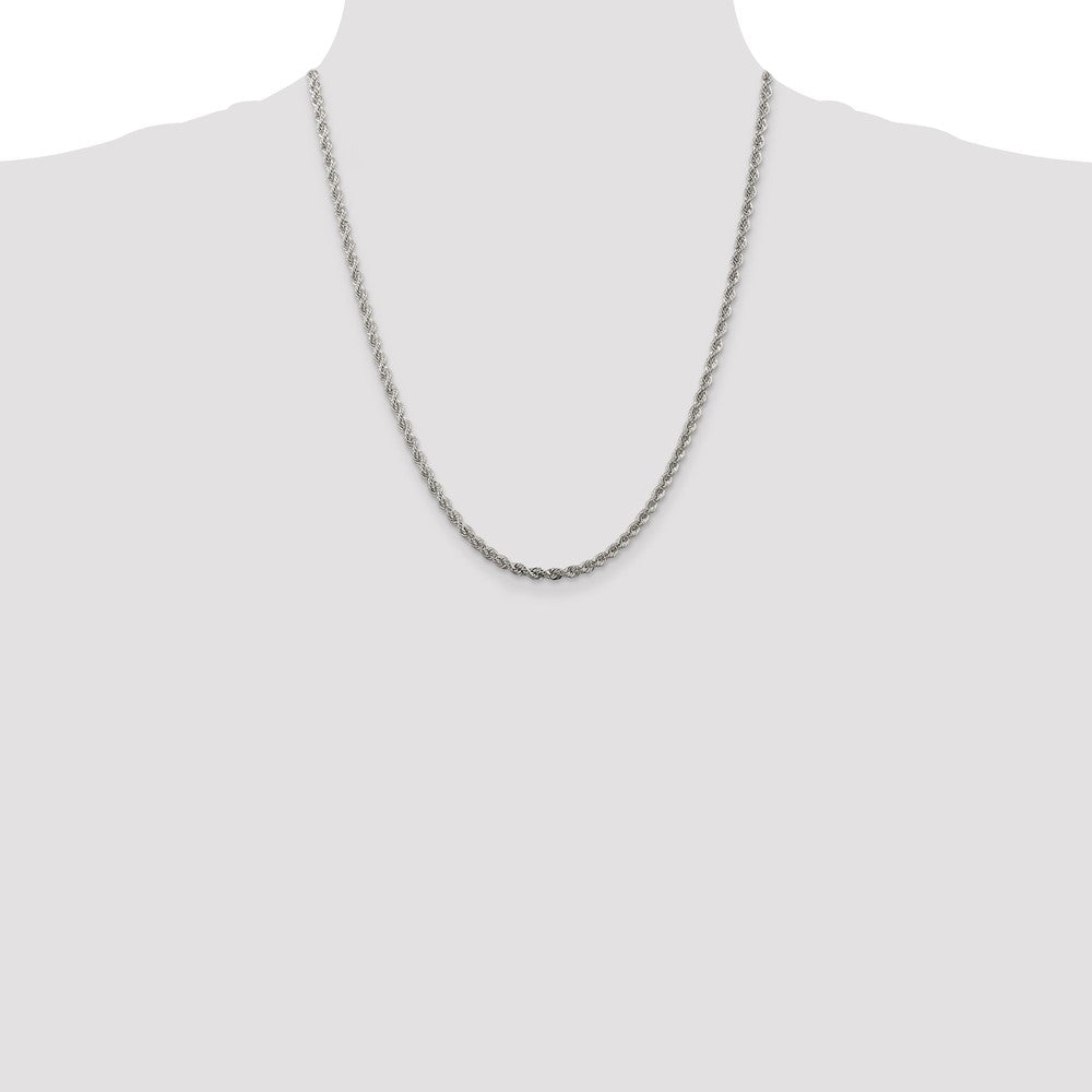 Sterling Silver 3mm Solid Rope Chain 22 Inches