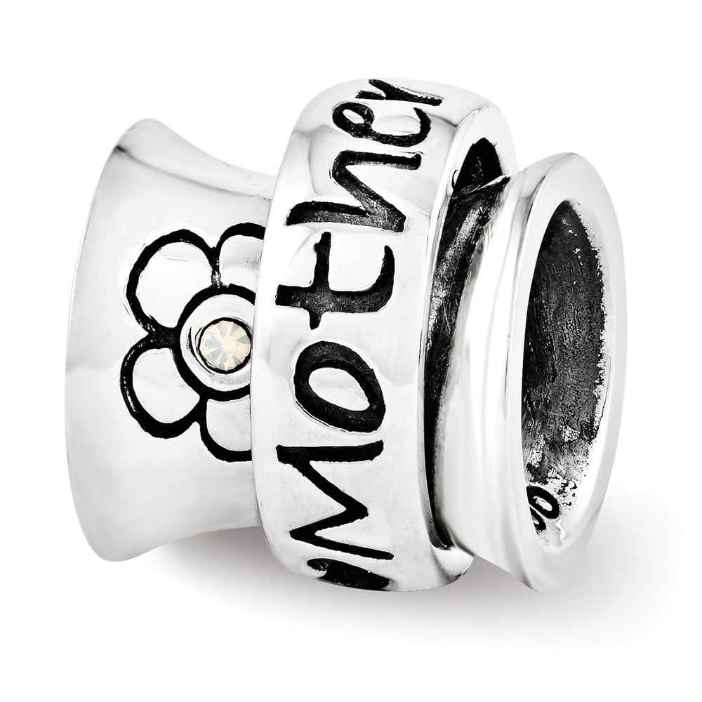 Sterling Silver Reflections Crystals Mother Spinner Bead
