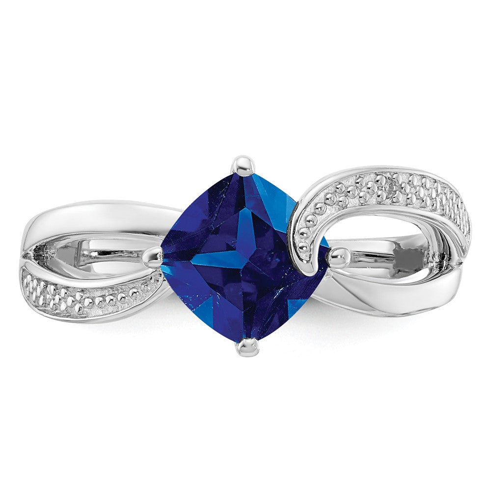 ANC Sterling Silver CR Sapphire & Diamond Ring