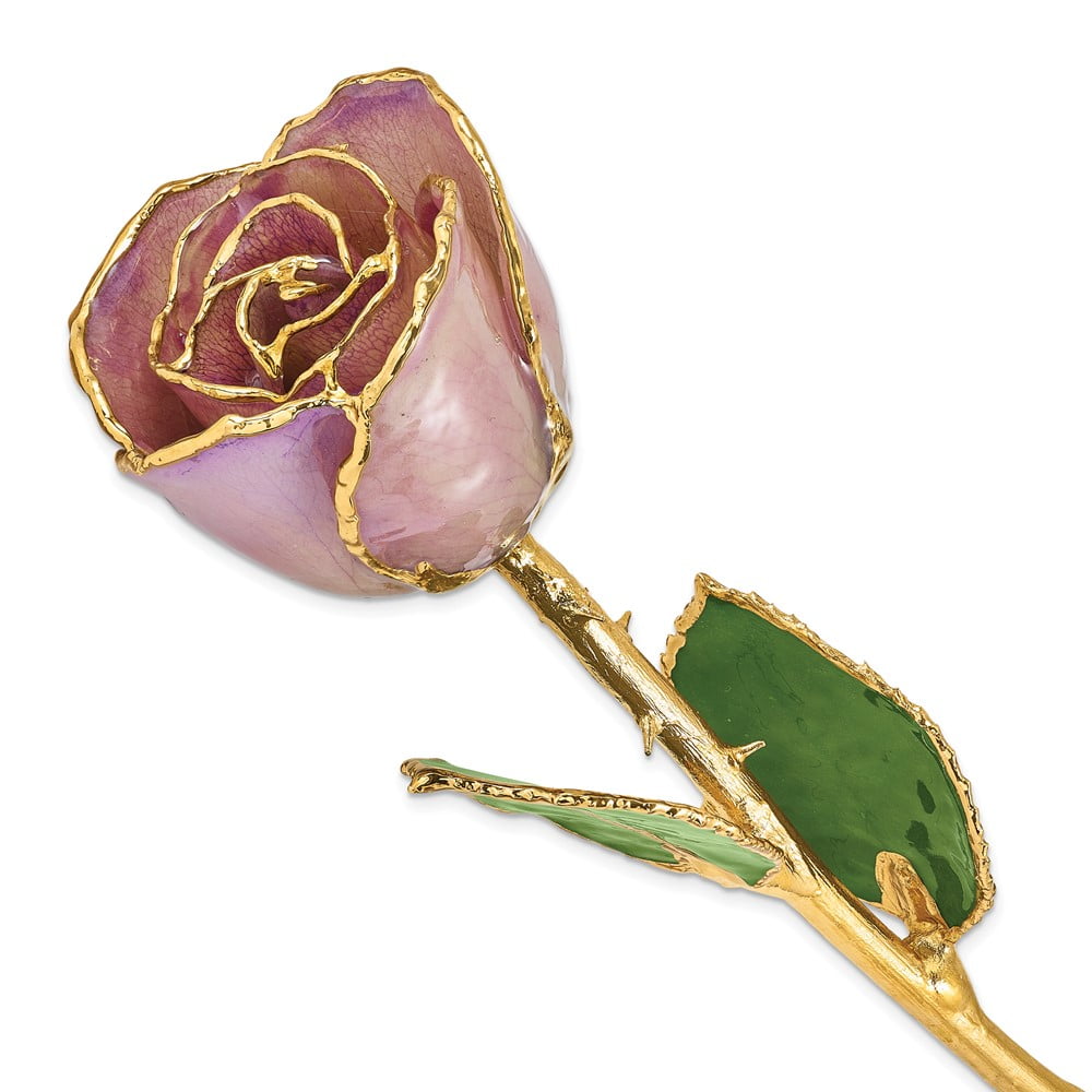 Lacquer Dipped Gold Trimmed Lavender Real Rose QGM22720