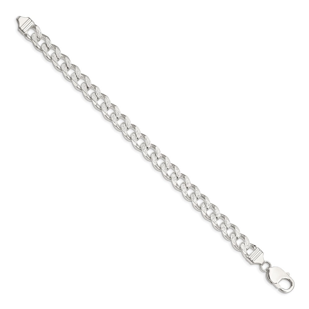 Sterling Silver 9.3mm Pav‚ Curb Chain 9 inches