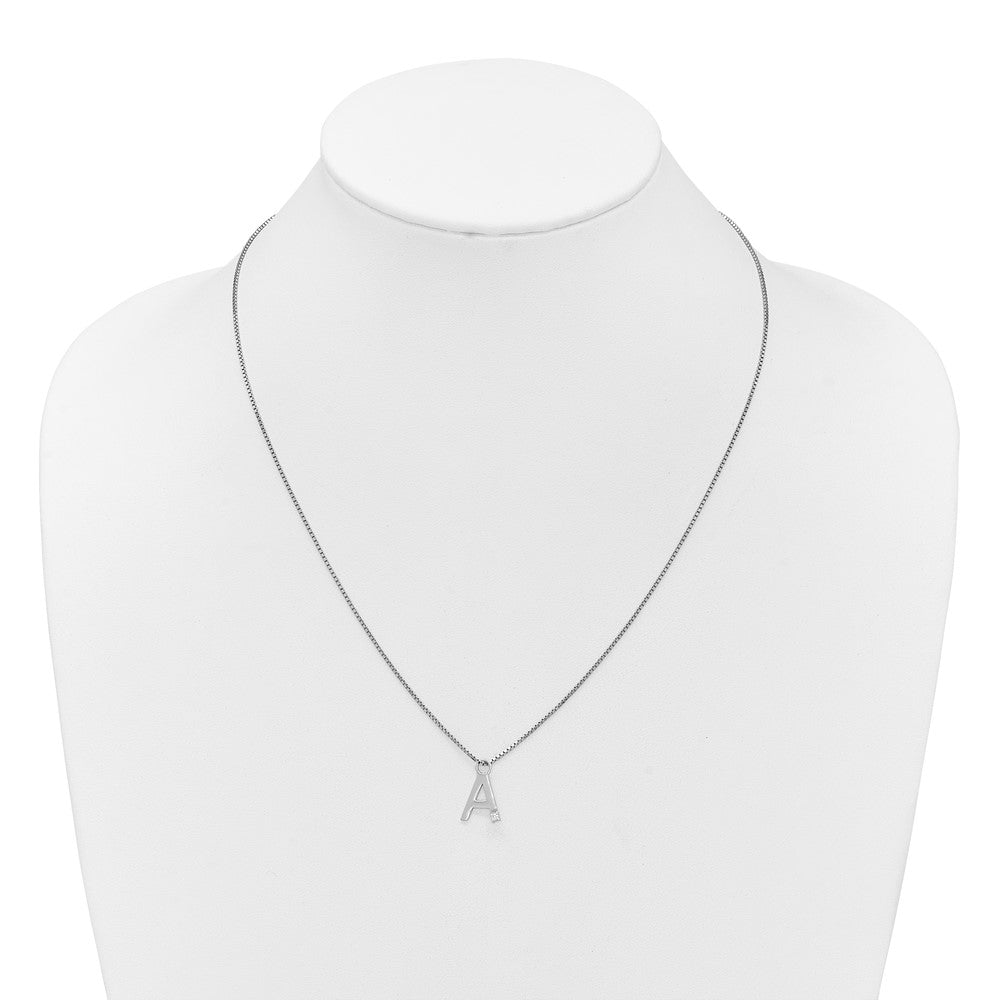 White Ice Sterling Silver Rhodium-plated 18 inch Diamond Letter A Initial Necklace plus 2 inch Extender 18 Inches