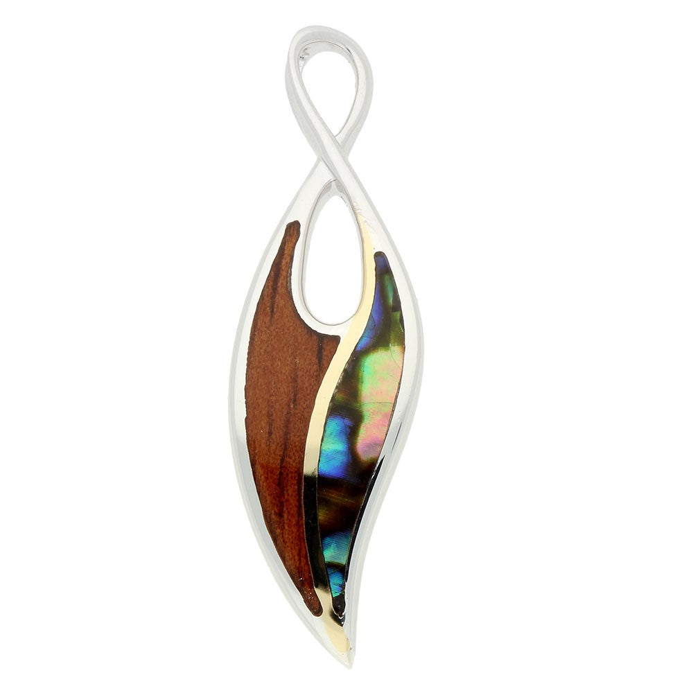 SS/18KY DBL INLAY MAILE LEAF PND No Chain