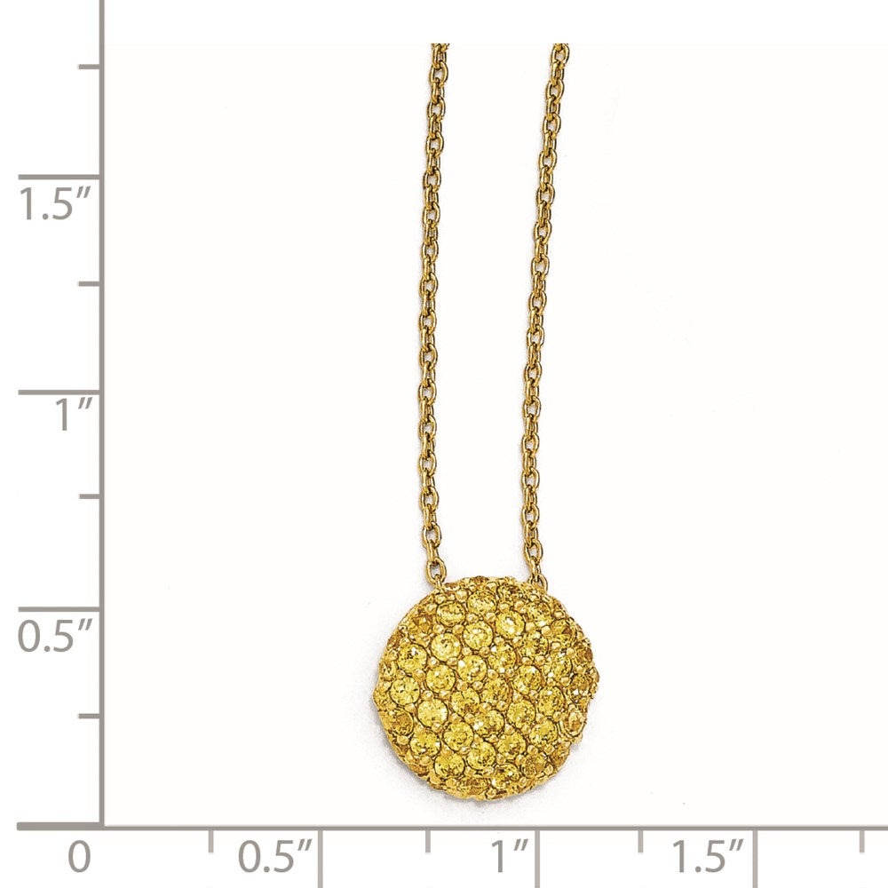 Cheryl M Sterling Silver Gold-plated Yellow CZ Circle 18in. Necklace