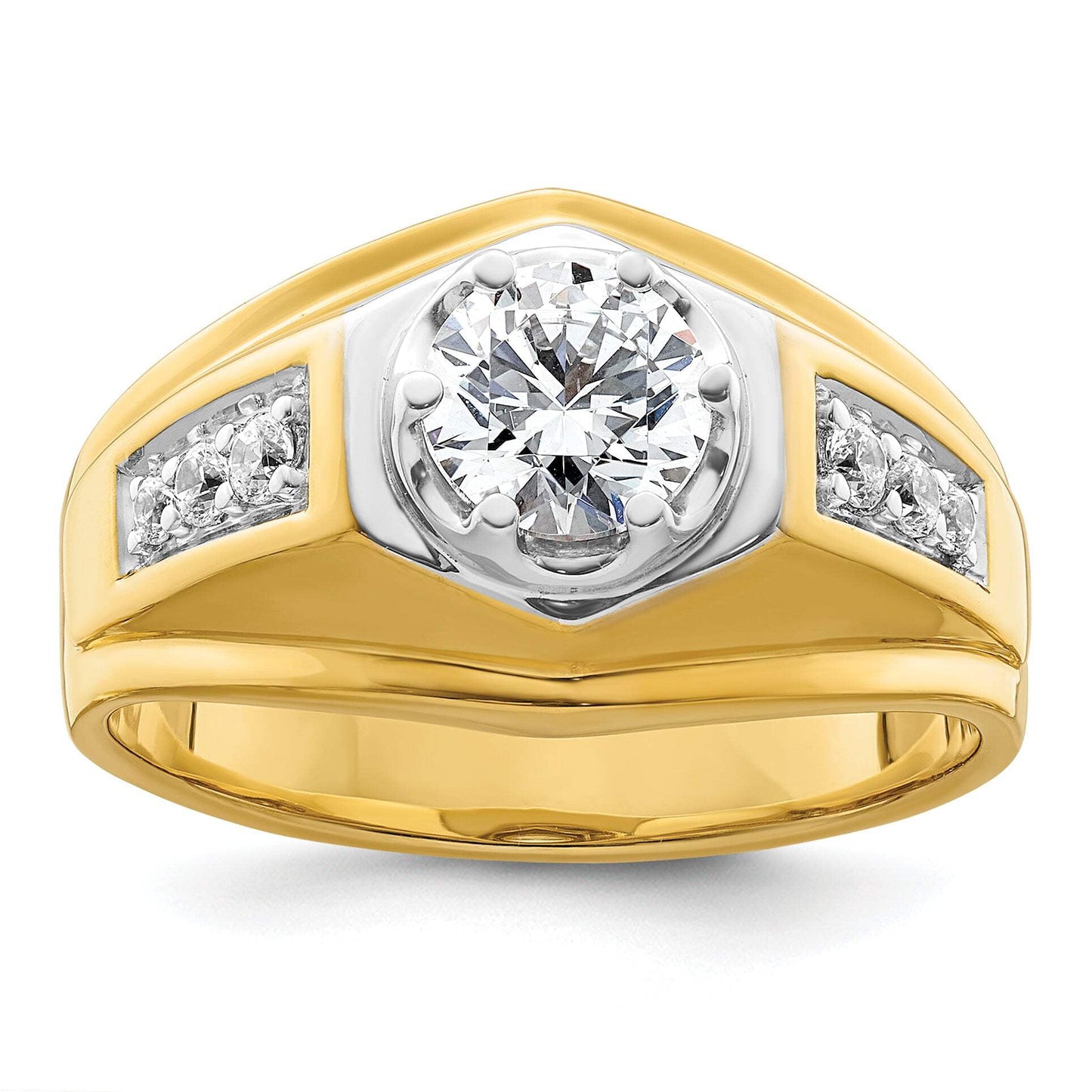IBGoodman 14k Two Tone 1 1/5 carat Lab Grown Diamond VS/SI+ G+ Complete Polished Men's Ring