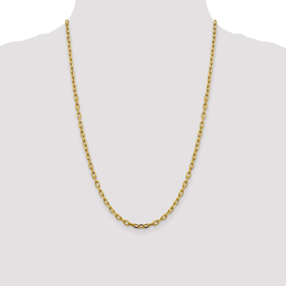 14K 24 inch 3.7mm Semi-Solid Diamond-cut Open Link Cable with Lobster Clasp Chain