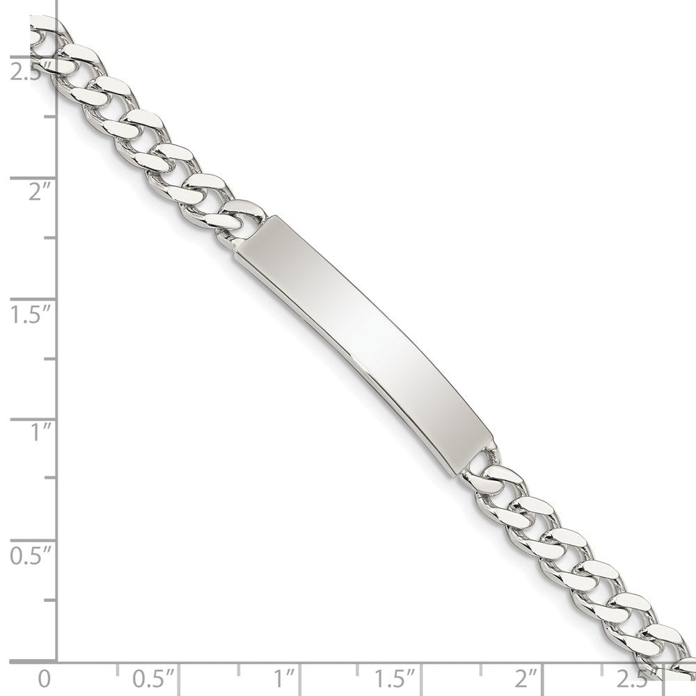 Sterling Silver 8inch Polished Engraveable Curb Link ID Bracelet 8 inches