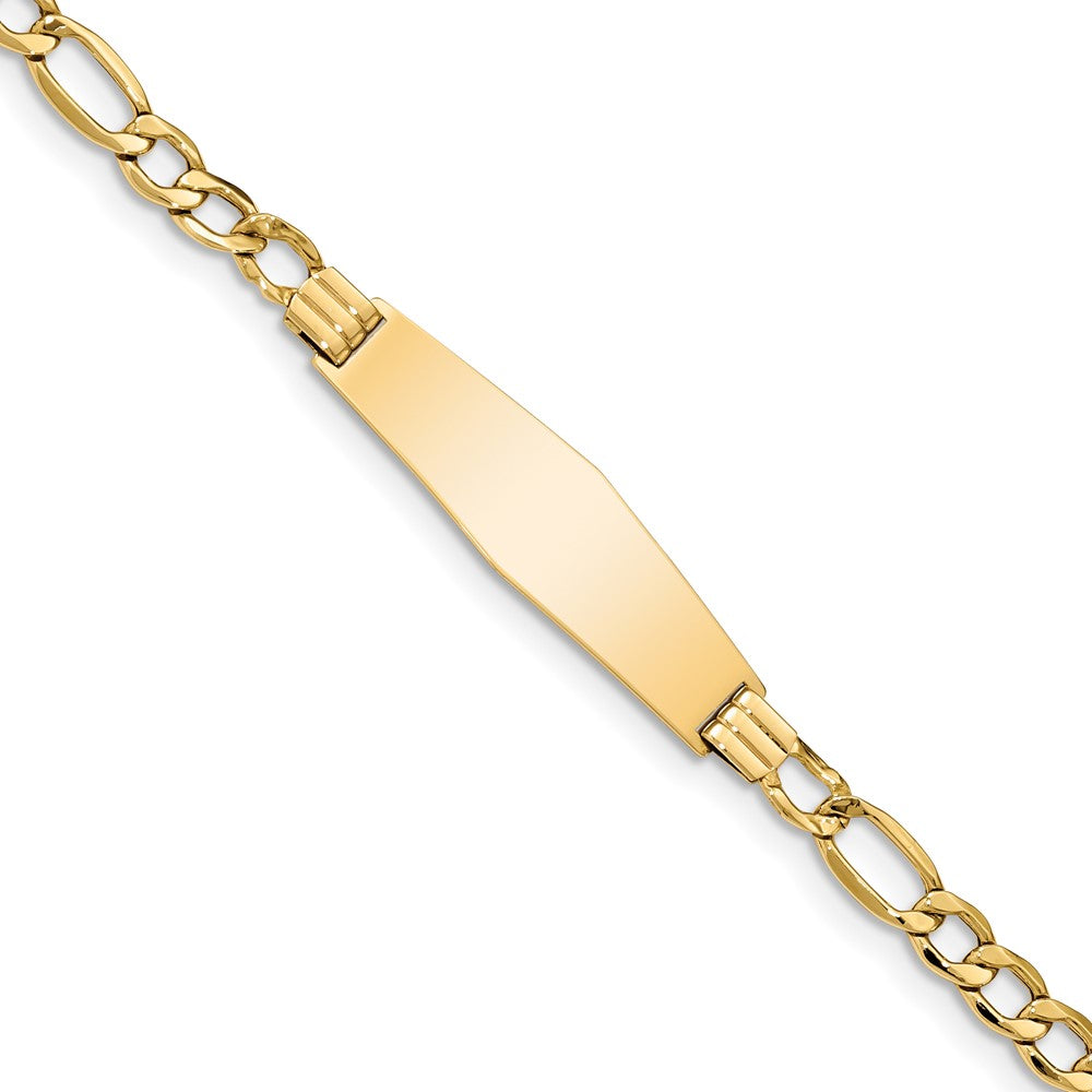 14k Polished Semi-Solid Soft Diamond Shape Figaro ID Bracelet 7 inches