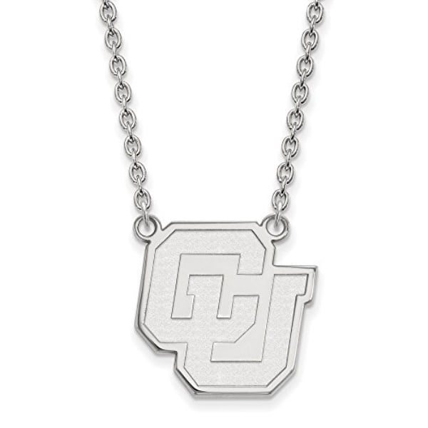 925 Sterling Silver Cable Necklace Chain LogoArt University of Colorado C-U Large Pendant 18 inch 19 mm