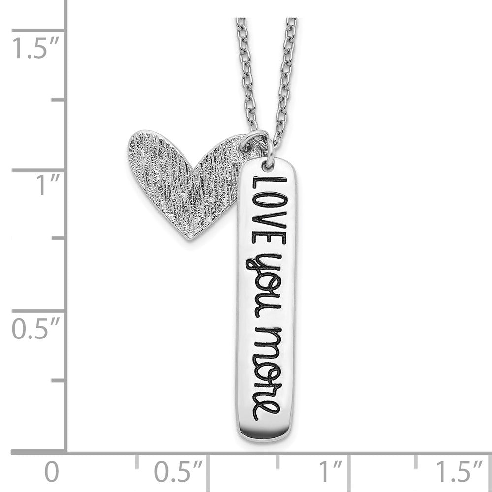 Sterling Silver Rhodium-plated Heart LOVE YOU MORE Necklace 18 Inches