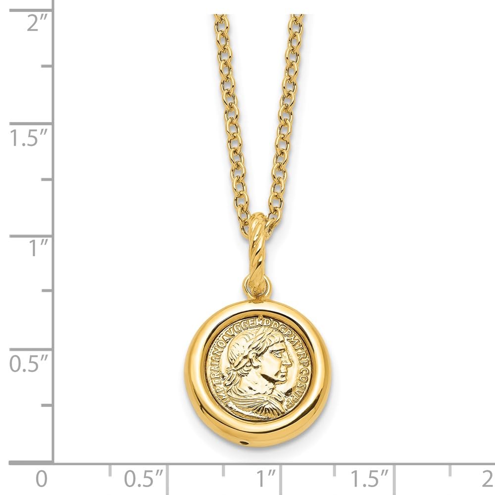 14k Gold Polished Replica Roman Coin 18" Necklace