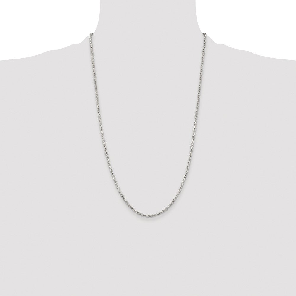 Sterling Silver Rhodium-plated 2.75mm Beveled Oval Cable Chain