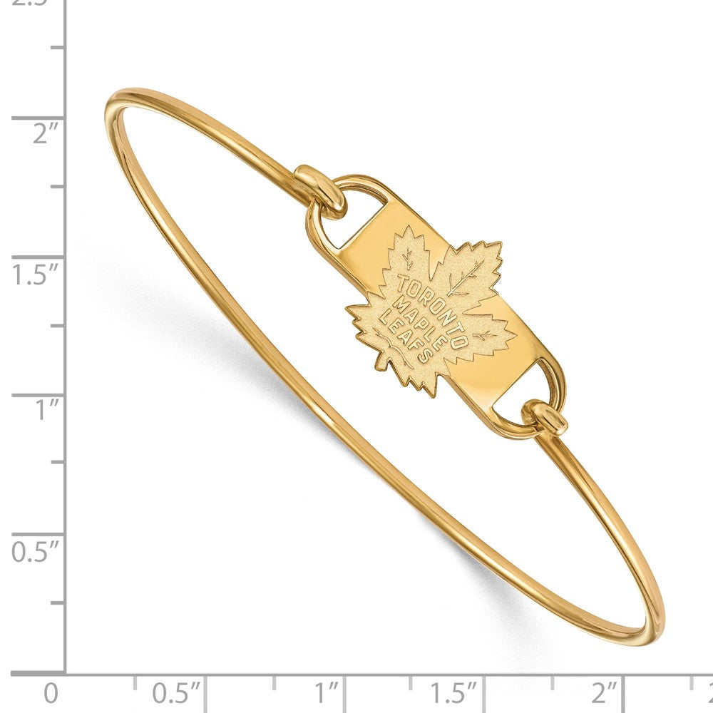 Sterling Silver Gold-plated NHL LogoArt Toronto Maple Leafs Small Center 7 inch Wire Bangle