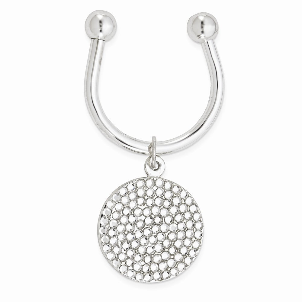 Circle Swarovski Crystal Key Ring - Engravable Personalized Gift Item