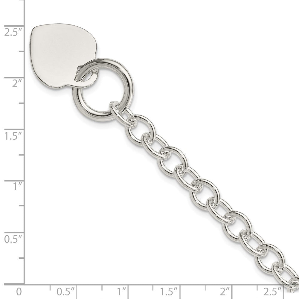Sterling Silver Engraveable Heart Disc Toggle Bracelet 7.75 inches