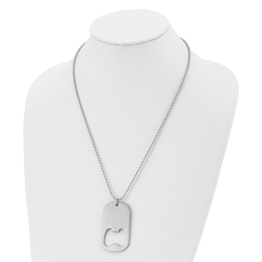 Stainless Steel Brushed Functional Bottle Opener 22in Necklace